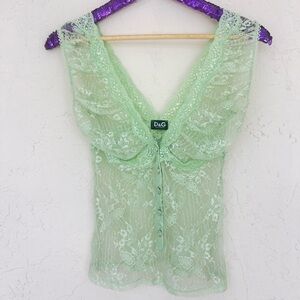 D&G Pastel Mint Lace Camisole Top